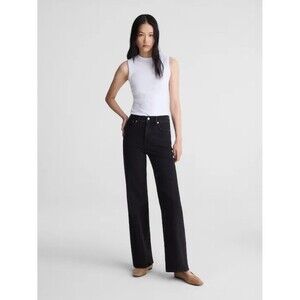 Madewell The Petite Wide-Leg Jean in Super Stretch Black Frost Size 26 NWT NW624